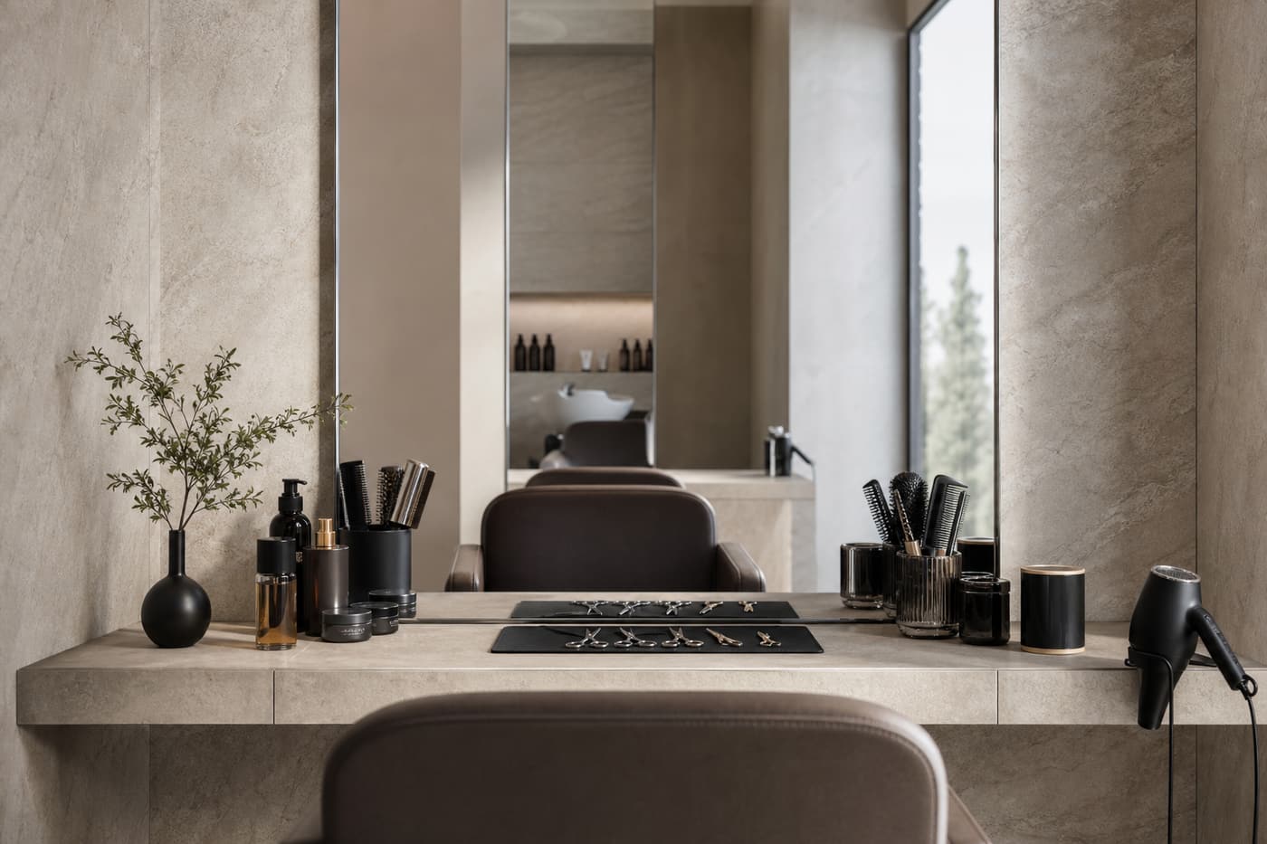 Studio mirror and styling detail